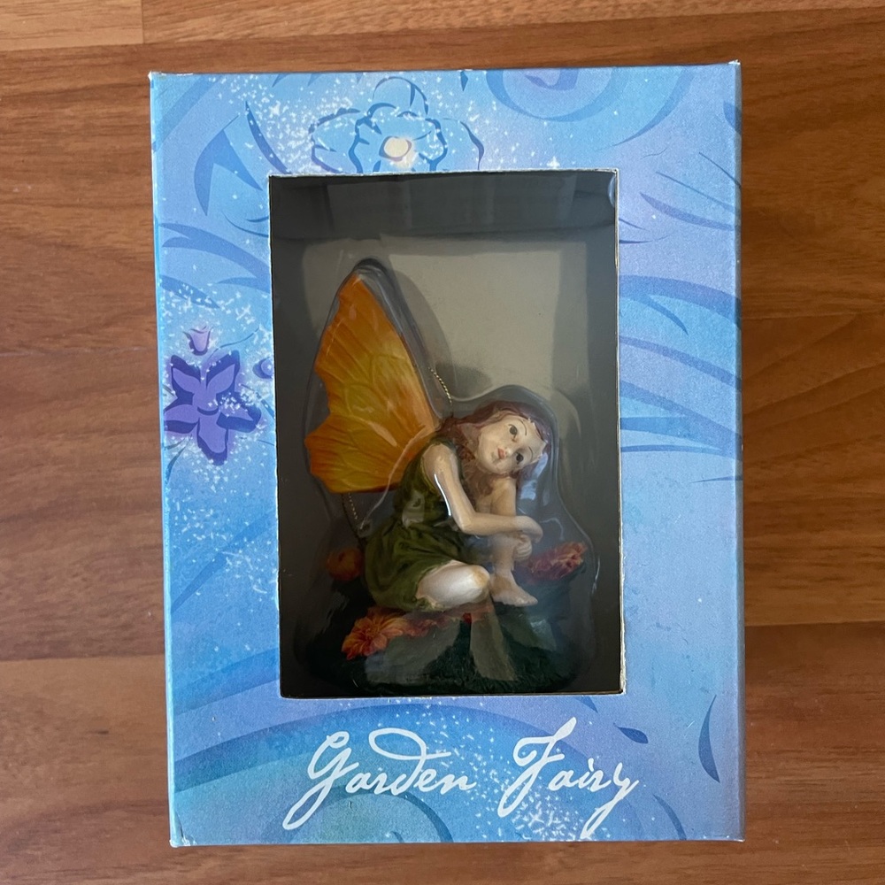 Garden Fairy Figurine with Orange Wings